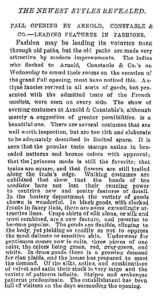 New York Times article about 1878 fashion at Arnold, Constable & Co.