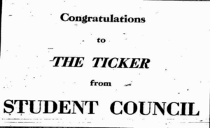 Congratulations to the Ticker from Student Council Ad.