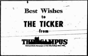 Congratulatory Ad from City College's newspaper, the Campus.