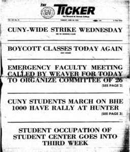 Front page of CUNY Strike issue.