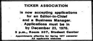 Advertisement for Ticker Association 1.