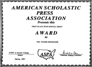 American Scholastic Press Association award.